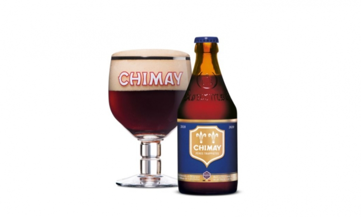 Chimay Blauw Grande Reserve flesje en glas